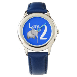 Reloj De Pulsera Personalizado elefante azul lindo Edad 2º cumpleañ
