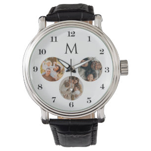 Reloj De Pulsera Personalizado Elegante Monograma Moderno 3 Collage