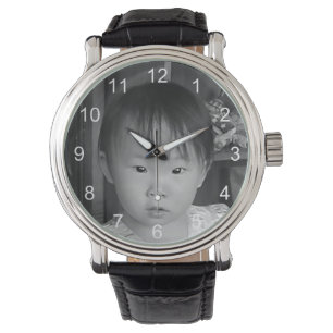 Reloj De Pulsera Personalizado Familia Photo WatchWhite Numbers
