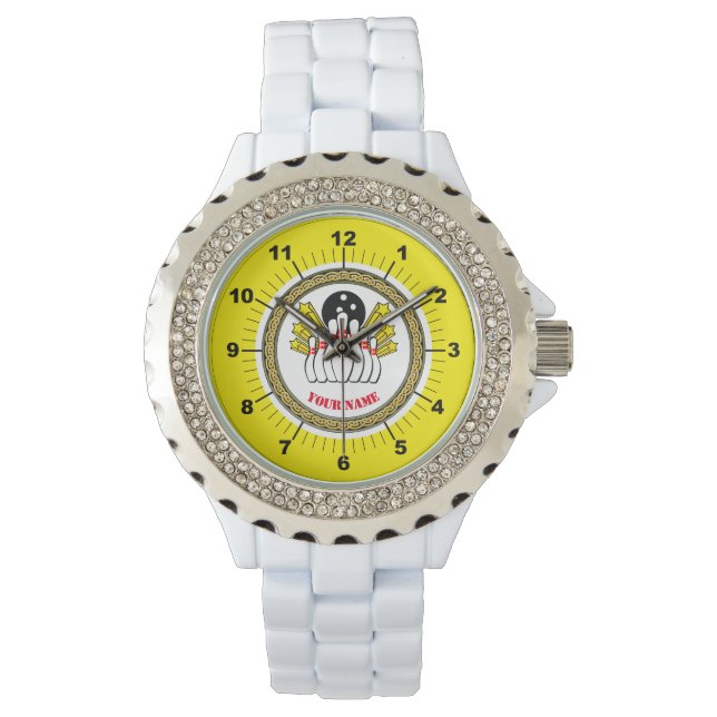 Reloj De Pulsera Personalizado femenina Bowling (añadir nombre) Dia (Anverso)