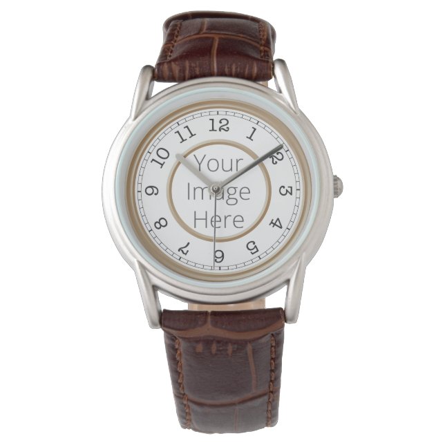 Reloj De Pulsera Personalizado Foto Brown Moderno Minimalista (Anverso)