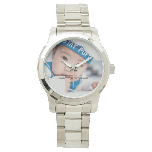 Reloj De Pulsera Personalizado Foto de la plata de las mujeres (Anverso)