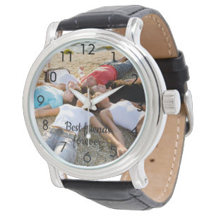 Reloj De Pulsera Personalizado foto mejores amigos números negros
