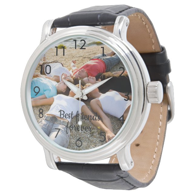 Reloj De Pulsera Personalizado foto mejores amigos números negros (Angular)