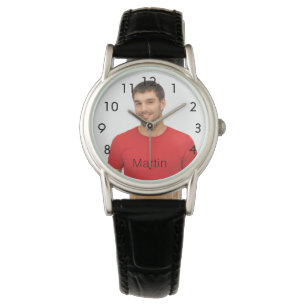 Reloj De Pulsera Personalizado foto novio marido nombre negro