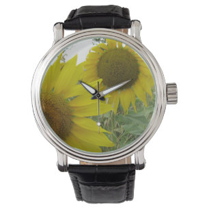 Reloj De Pulsera Personalizado fotográfico de girasoles de cuero ne