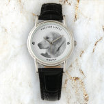 Reloj De Pulsera Personalizado fotográfico Mascota personalizado Le<br><div class="desc">Su nombre y pie de foto personalizado en una tipografía moderna mínima que rodea una foto favorita de su querido mascota. Ya sea un gato o un perro,  este reloj será un recuerdo perfecto para los años venideros.</div>