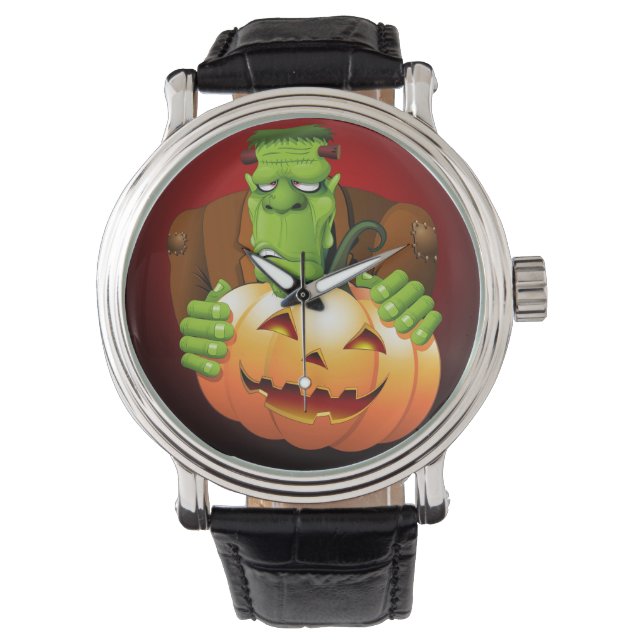 Reloj De Pulsera Personalizado Frankenstein con Calabaza (Anverso)