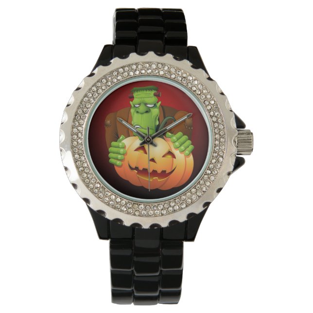 Reloj De Pulsera Personalizado Frankenstein con Calabaza (Anverso)