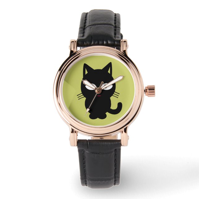 Reloj De Pulsera Personalizado GATO NEGRO WRIST WATCH (Anverso)