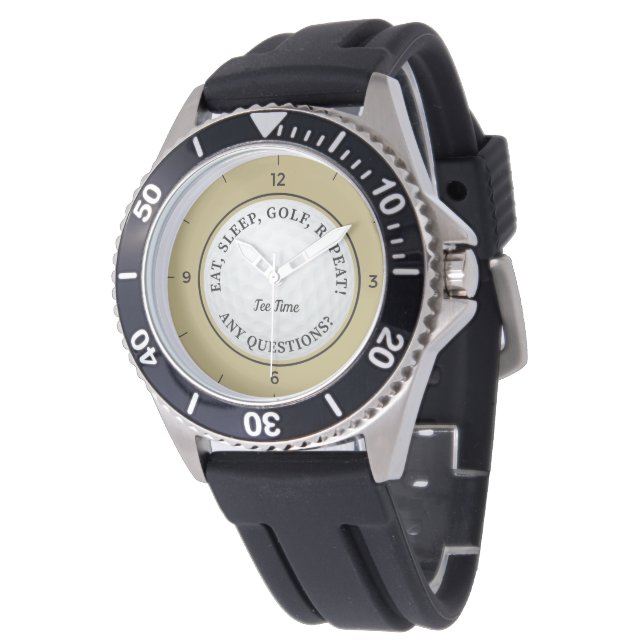 Reloj De Pulsera Personalizado Golf Ball Deportes Golfer Cita Dorad (Angular)