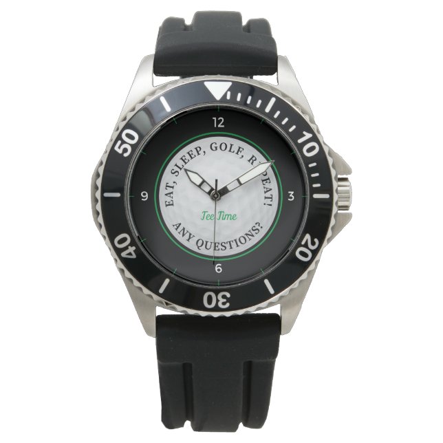 Reloj De Pulsera Personalizado Golf Ball Mens Sports Golfer Black G (Anverso)