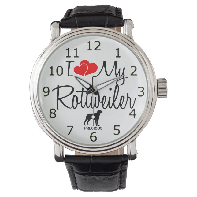 Reloj De Pulsera Personalizado I Love My Rottweiler Watch (Anverso)
