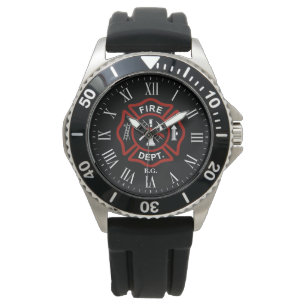Reloj De Pulsera Personalizado inicia bombero cruz maltesa cruz neg