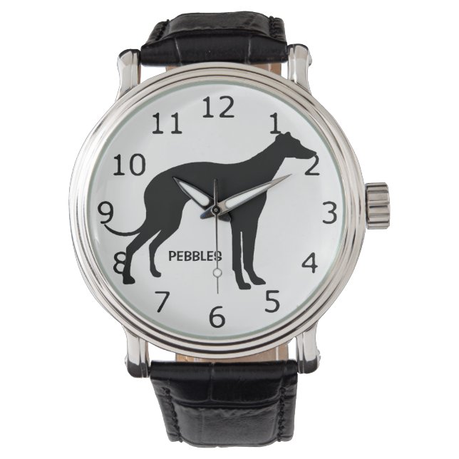 Reloj De Pulsera PERSONALIZADO italiano Greyhound Dog Silhouette (Anverso)