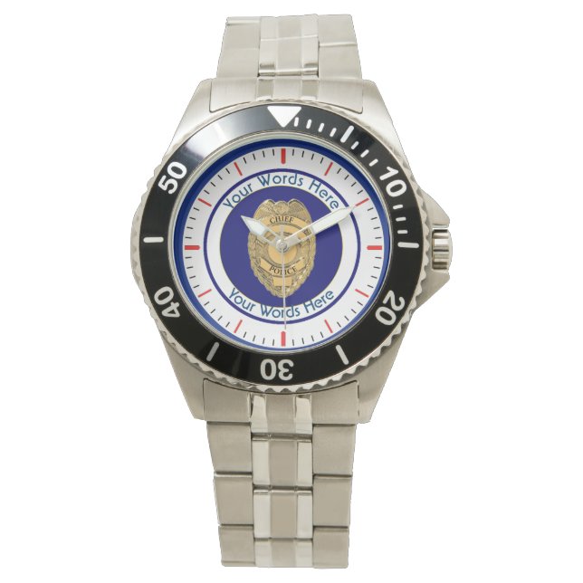 Reloj De Pulsera Personalizado Jefe de Policía Escudo de insignias (Anverso)