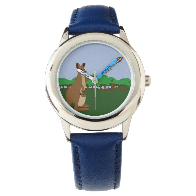 Reloj De Pulsera Personalizado Kangaroos volando una cometa (Anverso)
