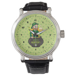 Reloj De Pulsera Personalizado leprechaun en una olla de oro sosten