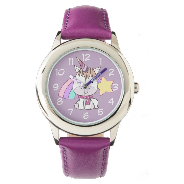Reloj De Pulsera Personalizado lindo bebé Unicornio y arcoiris (Anverso)