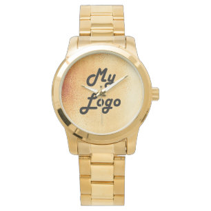 Reloj De Pulsera Personalizado logotipo negocio fondo oro