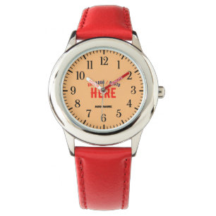 RELOJ DE PULSERA PERSONALIZADO MODERNO ELEGANTE NARANJA DE PAZ ROJO