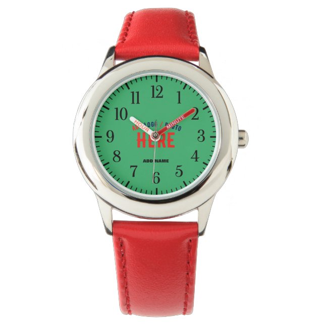RELOJ DE PULSERA PERSONALIZADO MODERNO ELEGANTE ROJO EMERALD VERDE  (Anverso)