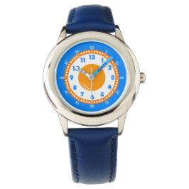 Reloj De Pulsera Personalizado moderno negrita azul y Naranja educa