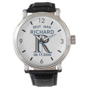 Reloj De Pulsera Personalizado Monograma Mejor Boda de encaje mascu