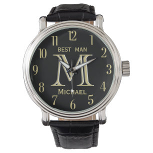 Reloj De Pulsera Personalizado Monograma Mejor Boda de encaje mascu
