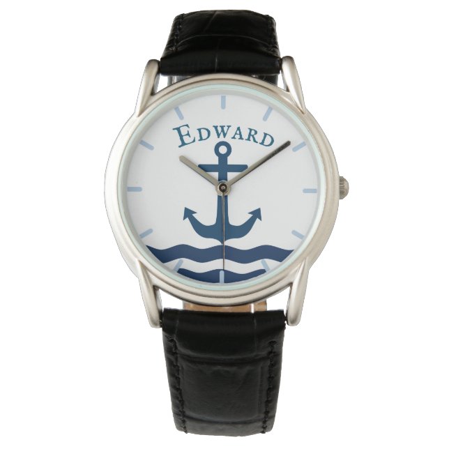 Reloj De Pulsera Personalizado Náutico de Sleek Anchor (Anverso)