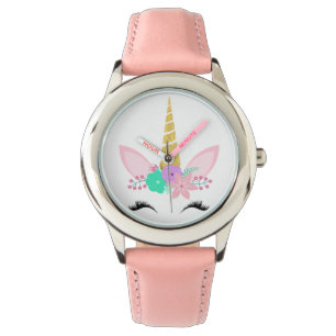 RELOJ DE PULSERA PERSONALIZADO PASTEL PINK SMILING UNICORN WATCH