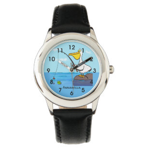 Reloj De Pulsera Personalizado pelícano de pesca divertida