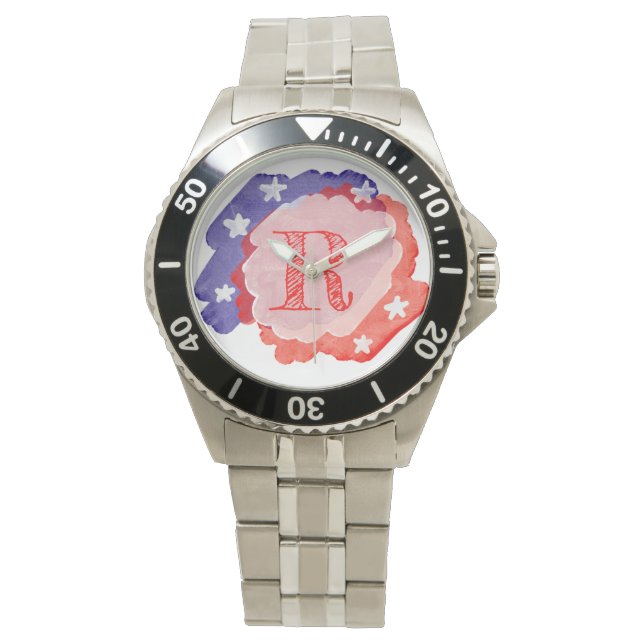 Reloj De Pulsera Personalizado personalizado inicial patriótico est (Anverso)