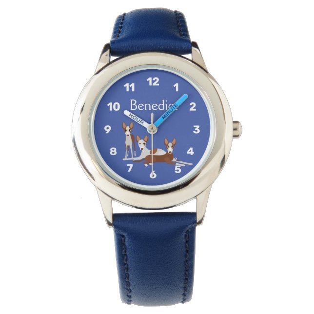 Reloj De Pulsera Personalizado personalizado Podenco Perros Azules (Anverso)