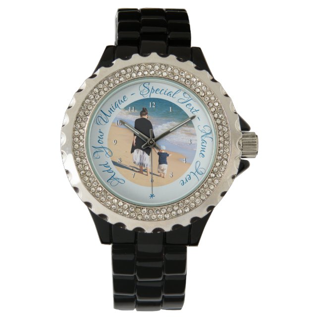 Reloj De Pulsera Personalizado Photo Watch con sus fotos y texto (Anverso)