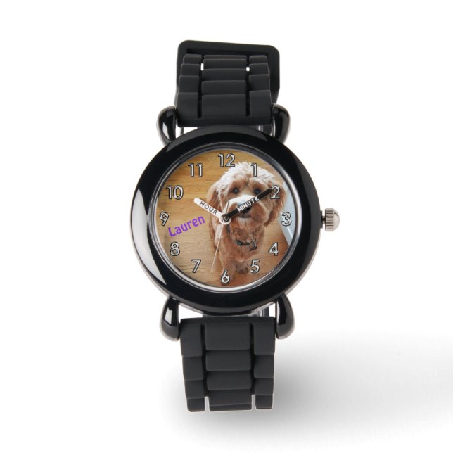 Reloj De Pulsera Personalizado Purpurina fotográfico personalizado: (Anverso)