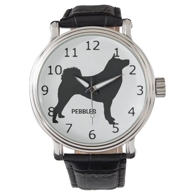 Reloj De Pulsera PERSONALIZADO Shiba Inu Dog Silhouette (Anverso)