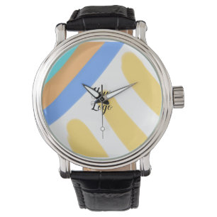 Reloj De Pulsera personalizado simple color de agua azul amarillo a
