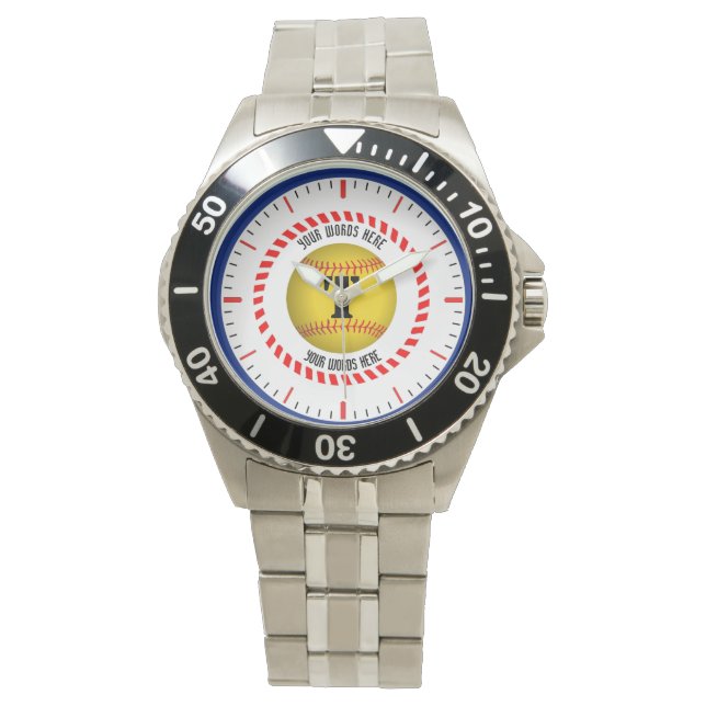 Reloj De Pulsera Personalizado Softball Team Stainless Steless Watc (Anverso)