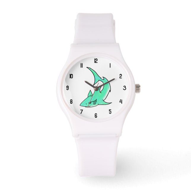 Reloj De Pulsera personalizado sonriente menta de tiburón azul verd (Anverso)