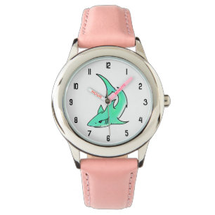 Reloj De Pulsera personalizado sonriente menta de tiburón azul verd
