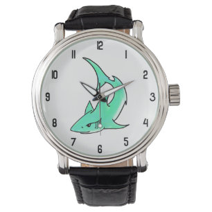 Reloj De Pulsera personalizado sonriente menta de tiburón azul verd