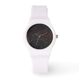 Reloj De Pulsera Personalizado Sporty White Silicon Fireworks Watch