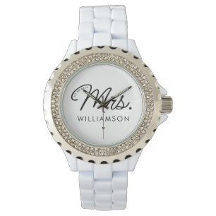 Reloj De Pulsera Personalizado Sra. Est. Guión moderno elegante rec