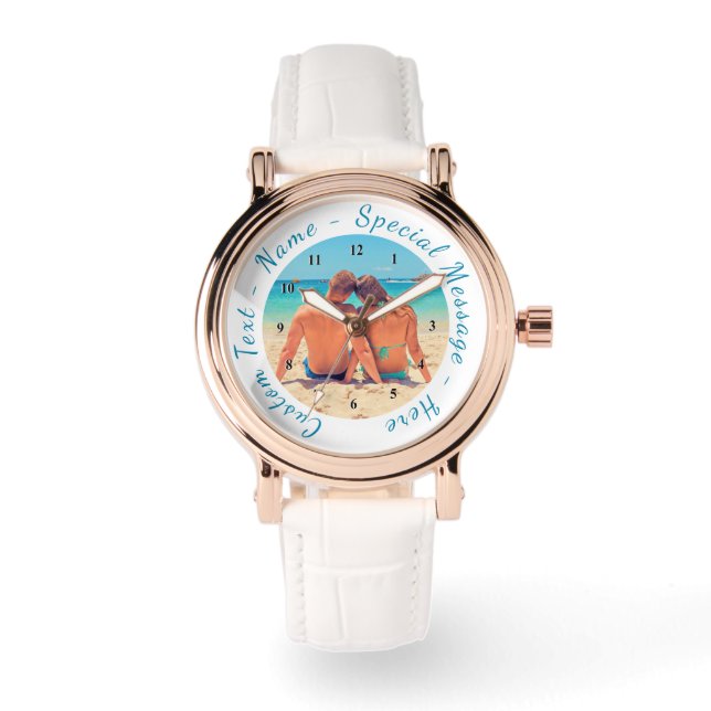 Reloj De Pulsera Personalizado su control fotográfico con texto Per (Anverso)