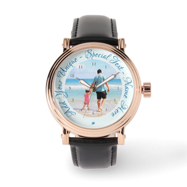 Reloj De Pulsera Personalizado su control fotográfico con texto Per (Anverso)