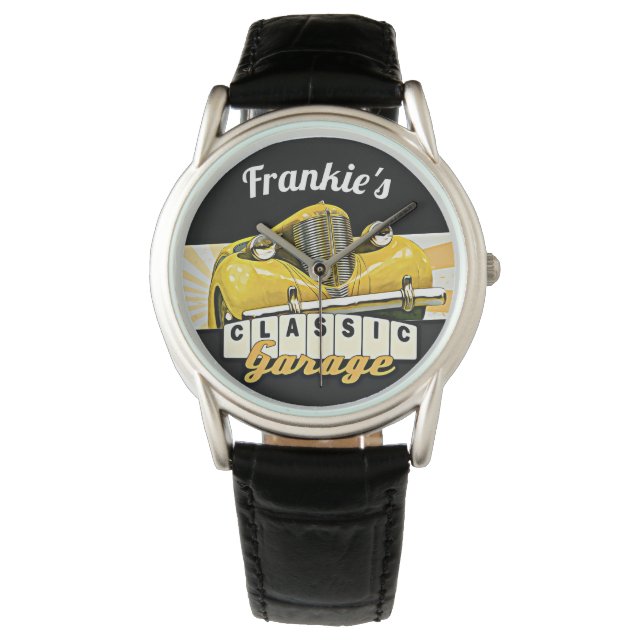 Reloj De Pulsera Personalizado | Su nombre | Garaje clásico para co (Anverso)