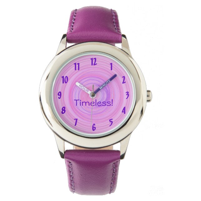 Reloj De Pulsera Personalizado Texto Girly Pink espiral Números púr (Anverso)
