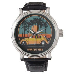 Reloj De Pulsera Personalizado Texto Surfer Tropical Sunset