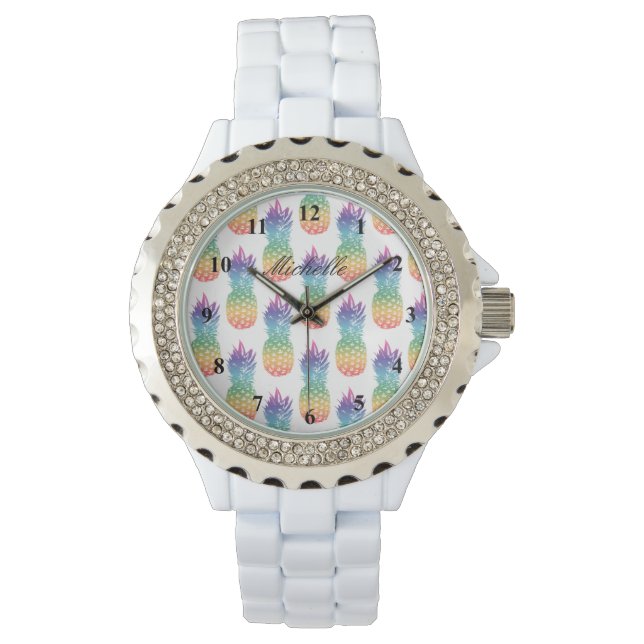Reloj De Pulsera Personalizado tropical de piña tropical patrón de  (Anverso)